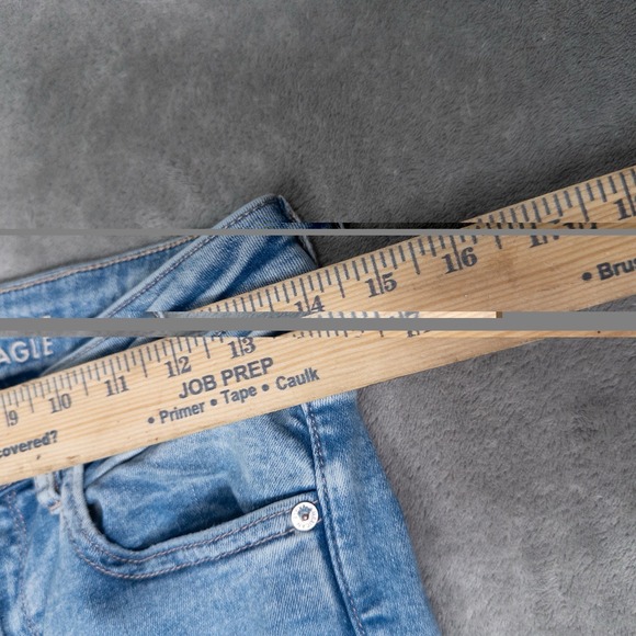 American Eagle Jeans Womens 8 Super Hi Rise Flare Blue Light Wash Stretch - Picture 8 of 11